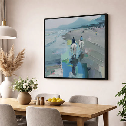 Shoreline Hack horse landscape wall art displayed in a dining room