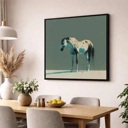 Modern Appaloosa Study horse breed wall art displayed in a dining room