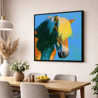Colourful Chestnut Horse Profile horse breed wall art displayed in a dining room