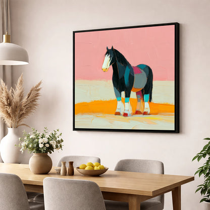 Vibrant Heavy Horse Profile working horse wall art displayed in a dining room