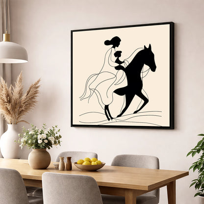 A Shared Journey horse & rider wall art displayed in a dining room