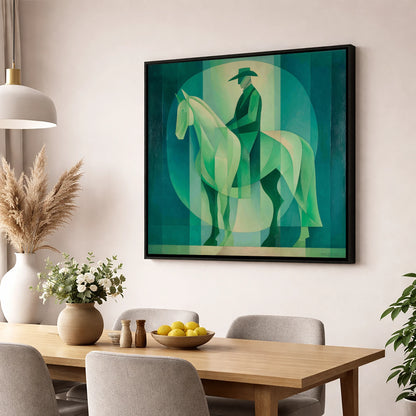 Emerald Western Silhouette western horse wall art displayed in a dining room