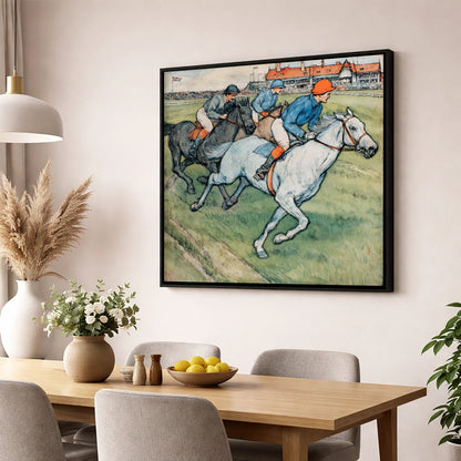 The Final Furlong racing horse wall art displayed in a dining room