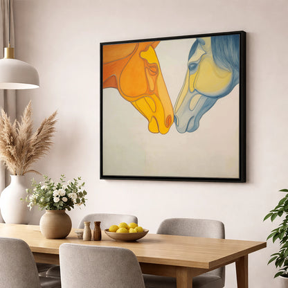 Flowing Connection horse portrait wall art displayed in a dining room