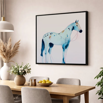 Ethereal Blue Appaloosa horse breed wall art displayed in a dining room