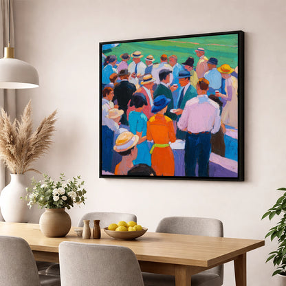 Colours of the Enclosure racing horse wall art displayed in a dining room
