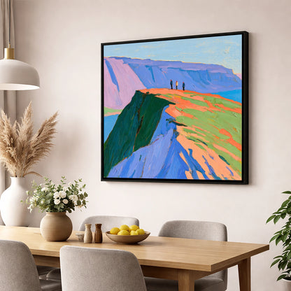 Vivid Coastal Vantage horse landscape wall art displayed in a dining room