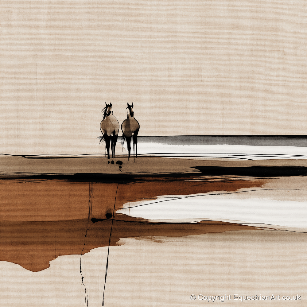 Distant Horizon Companions - horse landscape art print and canvas by Julian Vance A.I