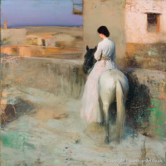 Distant Horizons - horse & rider art print and canvas by Nathaniel Reed A.I