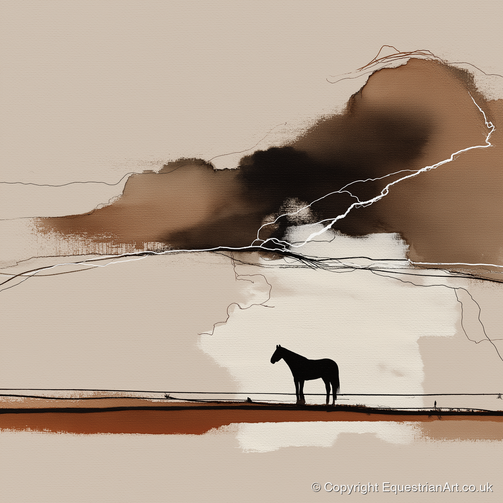 Distant Thunder - horse landscape art print and canvas by Julian Vance A.I