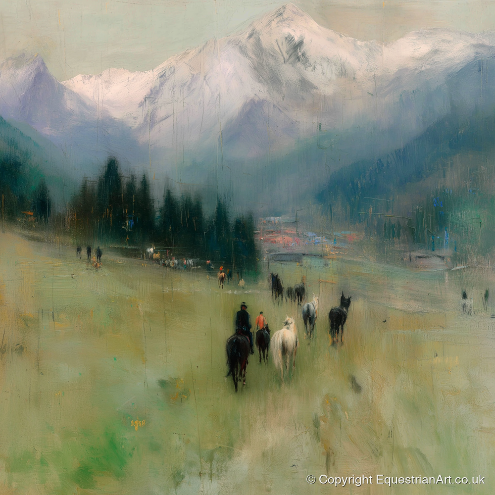 Distant Valley Ride - horse landscape art print and canvas by Nathaniel Reed A.I