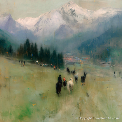 Distant Valley Ride - horse landscape art print and canvas by Nathaniel Reed A.I
