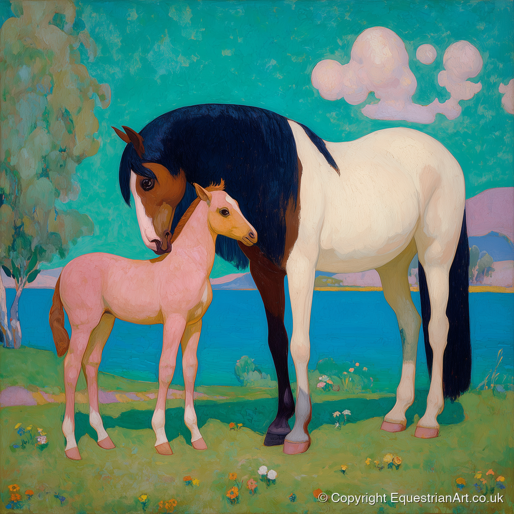 Dreamscape Mare and Foal - mare & foal art print and canvas by Aldous Trent A.I