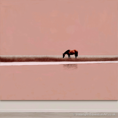 Dusky Rose Horizon - horse landscape art print and canvas by Catherine Mercer A.I