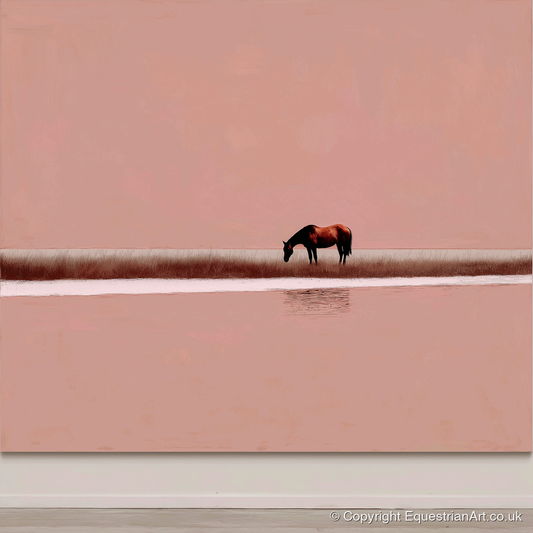 Dusky Rose Horizon - horse landscape art print and canvas by Catherine Mercer A.I