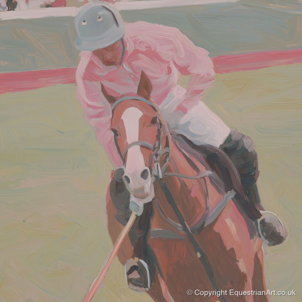 Dusty Pink Pursuit - polo horse art print and canvas by Florence Hadley A.I