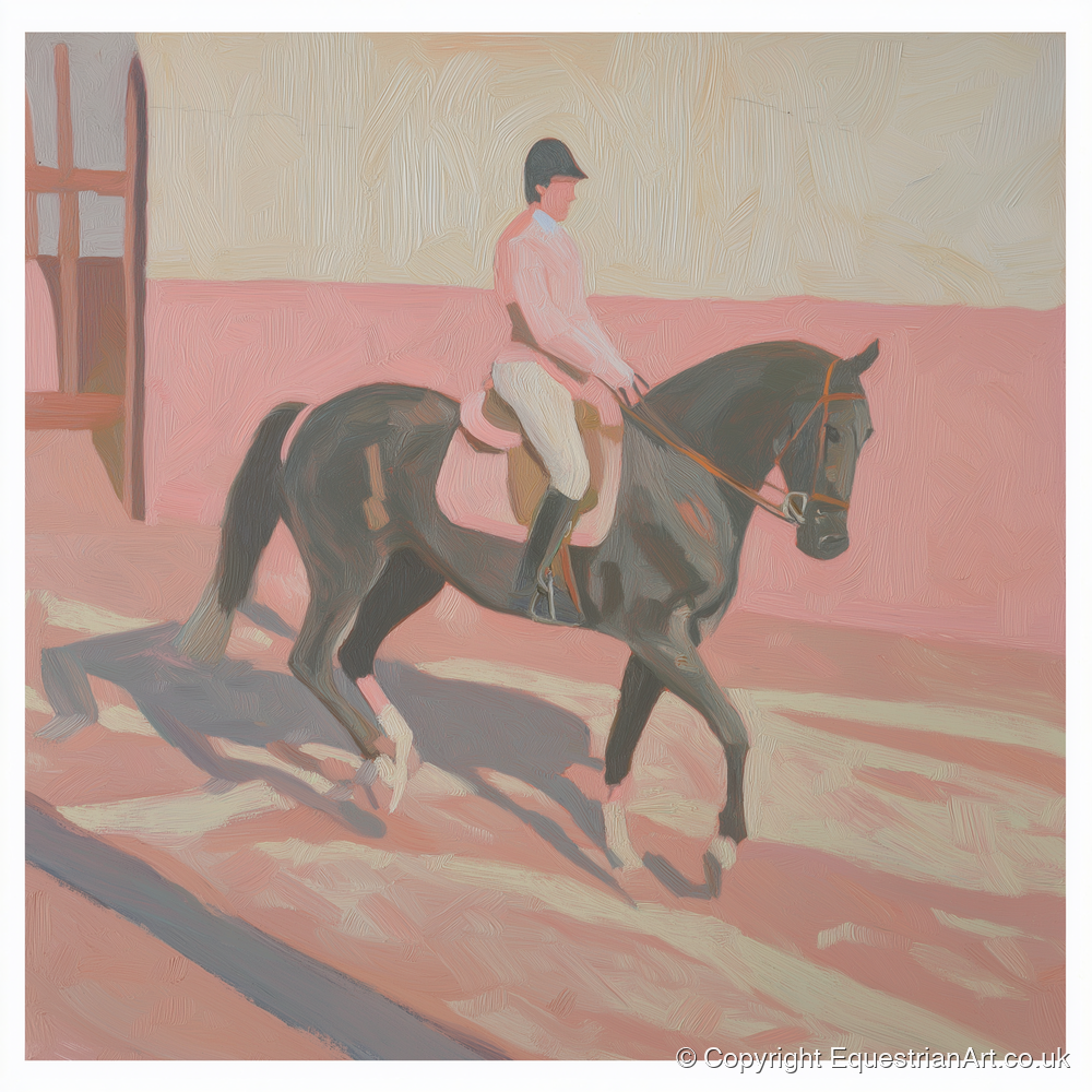 Dusty Pink Shadows - dressage horse art print and canvas by Florence Hadley A.I