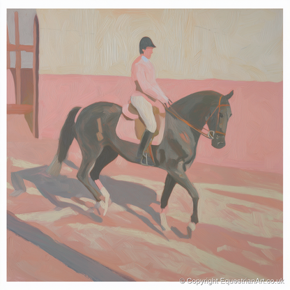 Dusty Pink Shadows - dressage horse art print and canvas by Florence Hadley A.I