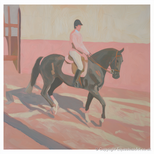 Dusty Pink Shadows - dressage horse art print and canvas by Florence Hadley A.I
