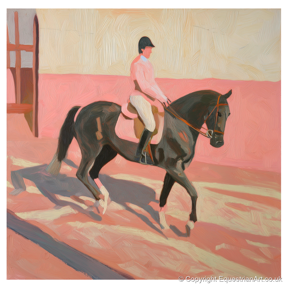 Dusty Pink Shadows - dressage horse art print and canvas by Florence Hadley A.I