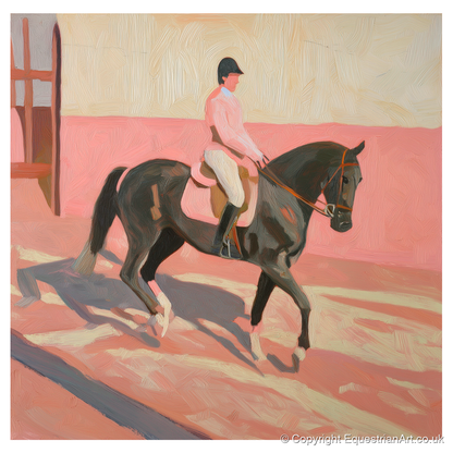 Dusty Pink Shadows - dressage horse art print and canvas by Florence Hadley A.I