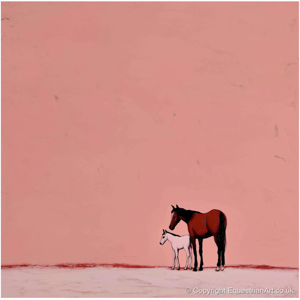 Dusty Rose Bond - mare & foal art print and canvas by Catherine Mercer A.I