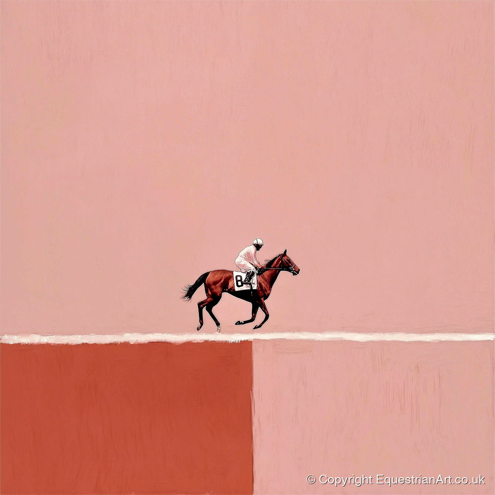 Dusty Rose Canter - racing horse art print and canvas by Catherine Mercer A.I