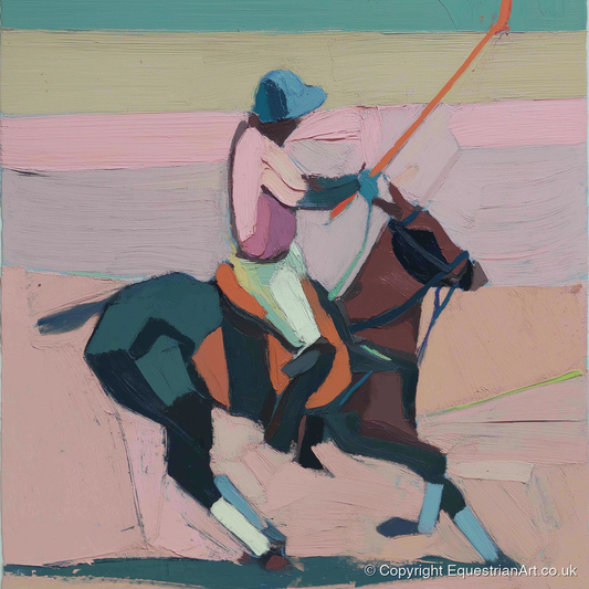 Dusty Rose Chukka - polo horse art print and canvas by Diana Sutherland A.I