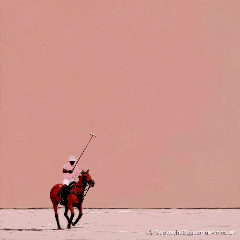 Dusty Rose Chukka - polo horse art print and canvas by Catherine Mercer A.I