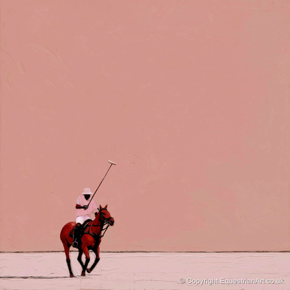 Dusty Rose Chukka - polo horse art print and canvas by Catherine Mercer A.I