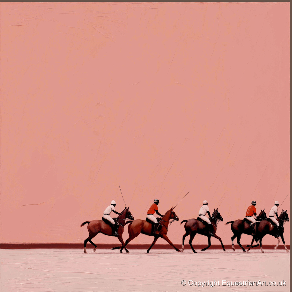 Dusty Rose Chukka - polo horse art print and canvas by Catherine Mercer A.I