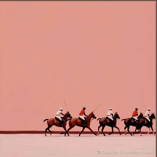 Dusty Rose Chukka - polo horse art print and canvas by Catherine Mercer A.I
