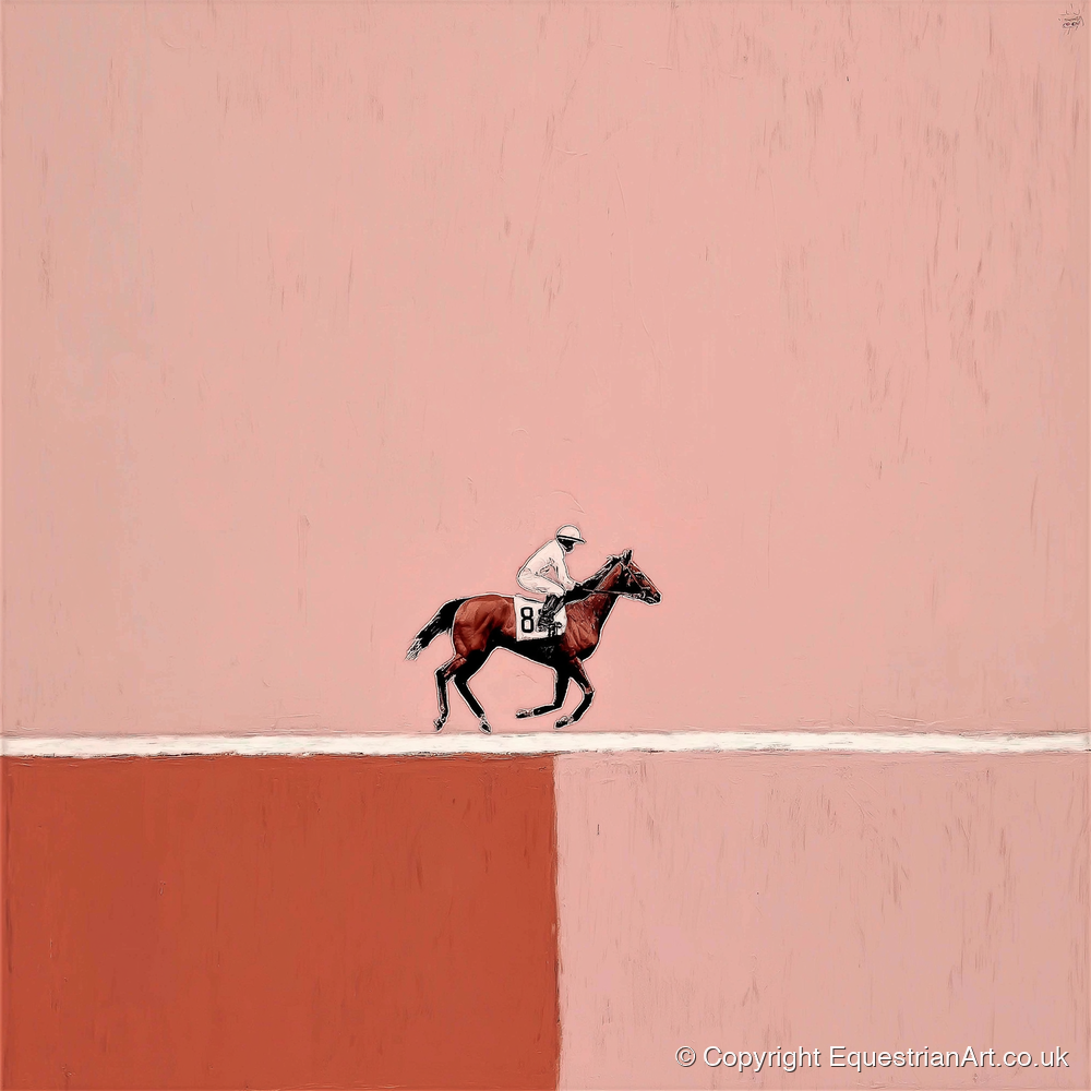 Dusty Rose Gallop - racing horse art print and canvas by Catherine Mercer A.I