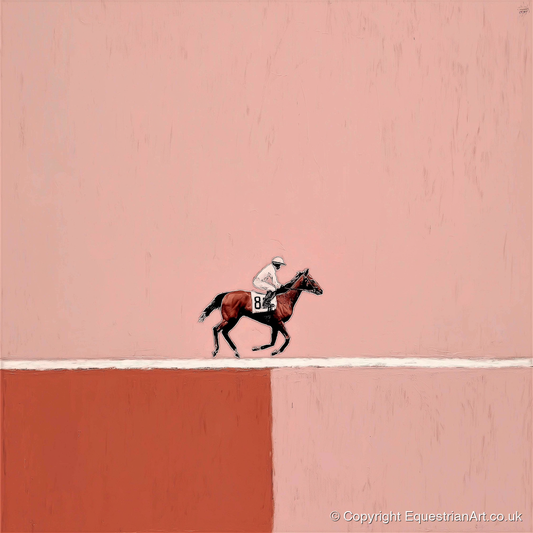 Dusty Rose Gallop - racing horse art print and canvas by Catherine Mercer A.I