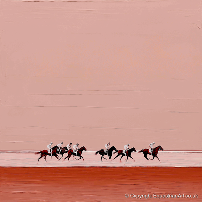Dusty Rose Gallop - racing horse art print and canvas by Catherine Mercer A.I