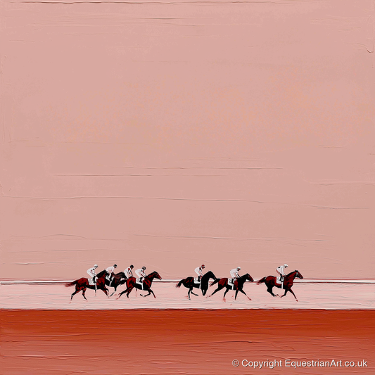 Dusty Rose Gallop - racing horse art print and canvas by Catherine Mercer A.I