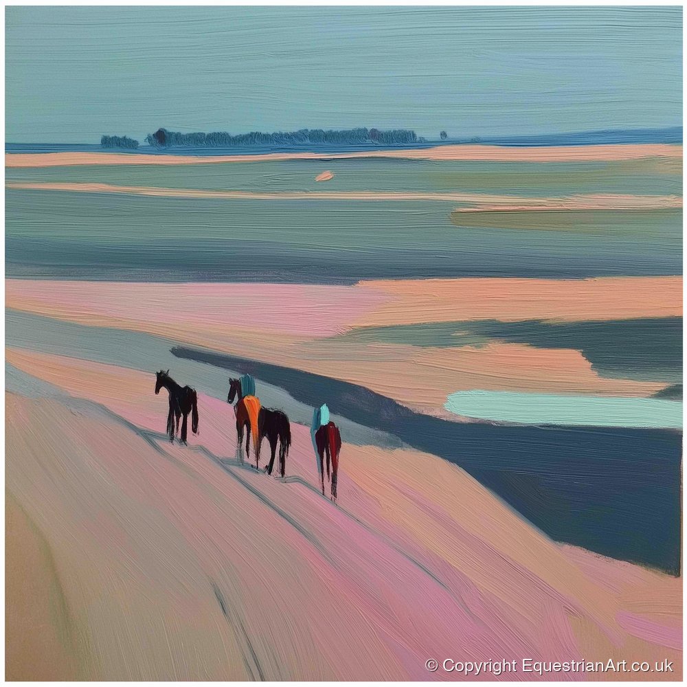 Dusty Rose Hack - horse landscape art print and canvas by Diana Sutherland A.I