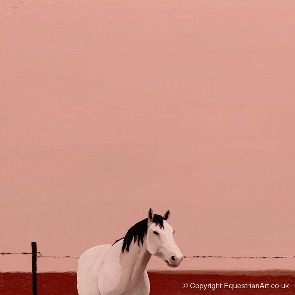 Dusty Rose Horizon - horse portrait art print and canvas by Catherine Mercer A.I