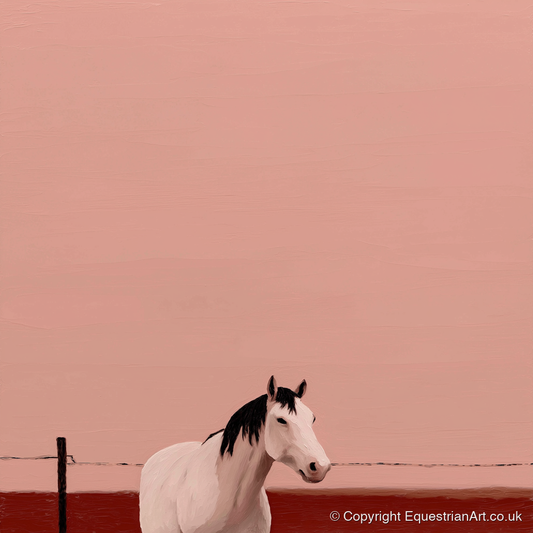 Dusty Rose Horizon - horse portrait art print and canvas by Catherine Mercer A.I