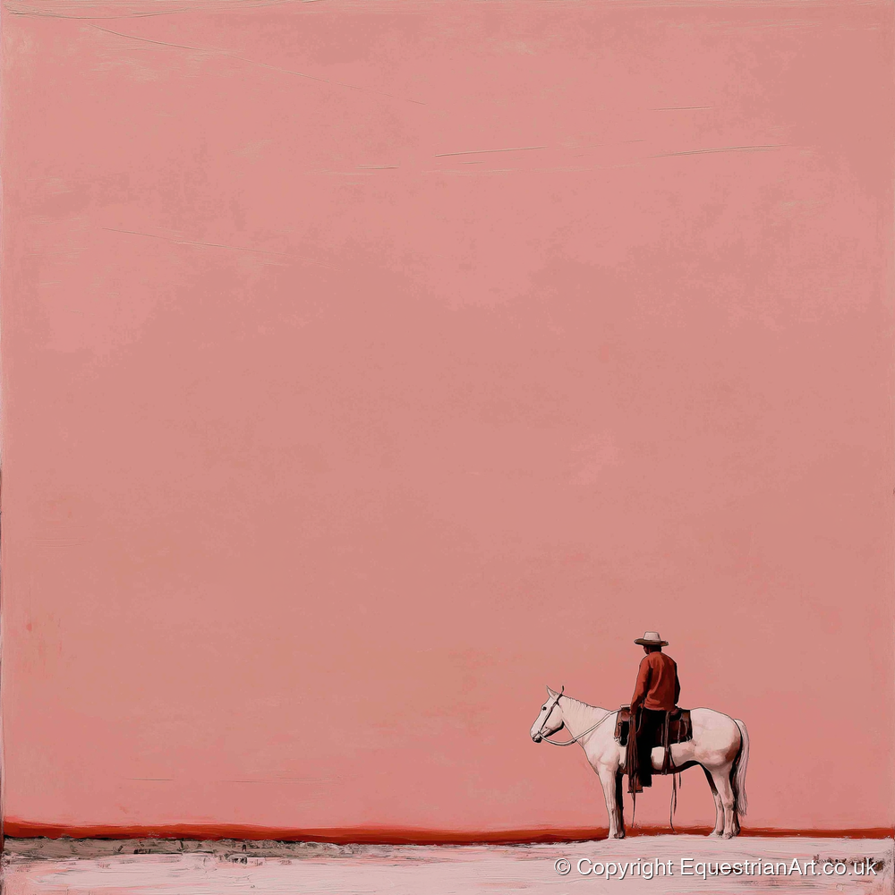 Dusty Rose Horizon - western horse art print and canvas by Catherine Mercer A.I