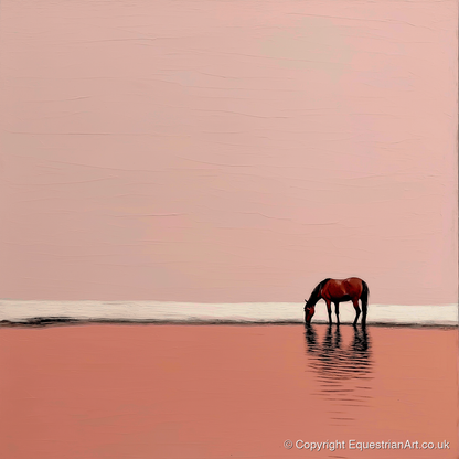 Dusty Rose Solitude - horse landscape art print and canvas by Catherine Mercer A.I
