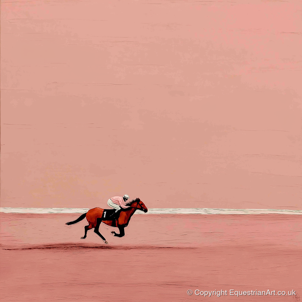 Dusty Rose Stretch - racing horse art print and canvas by Catherine Mercer A.I