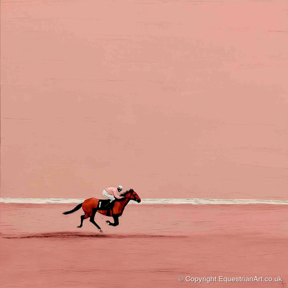 Dusty Rose Stretch - racing horse art print and canvas by Catherine Mercer A.I