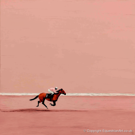 Dusty Rose Stretch - racing horse art print and canvas by Catherine Mercer A.I