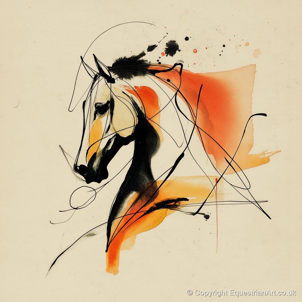 Dynamic Amber Silhouette - horse breed art print and canvas by Edwin Carlisle A.I