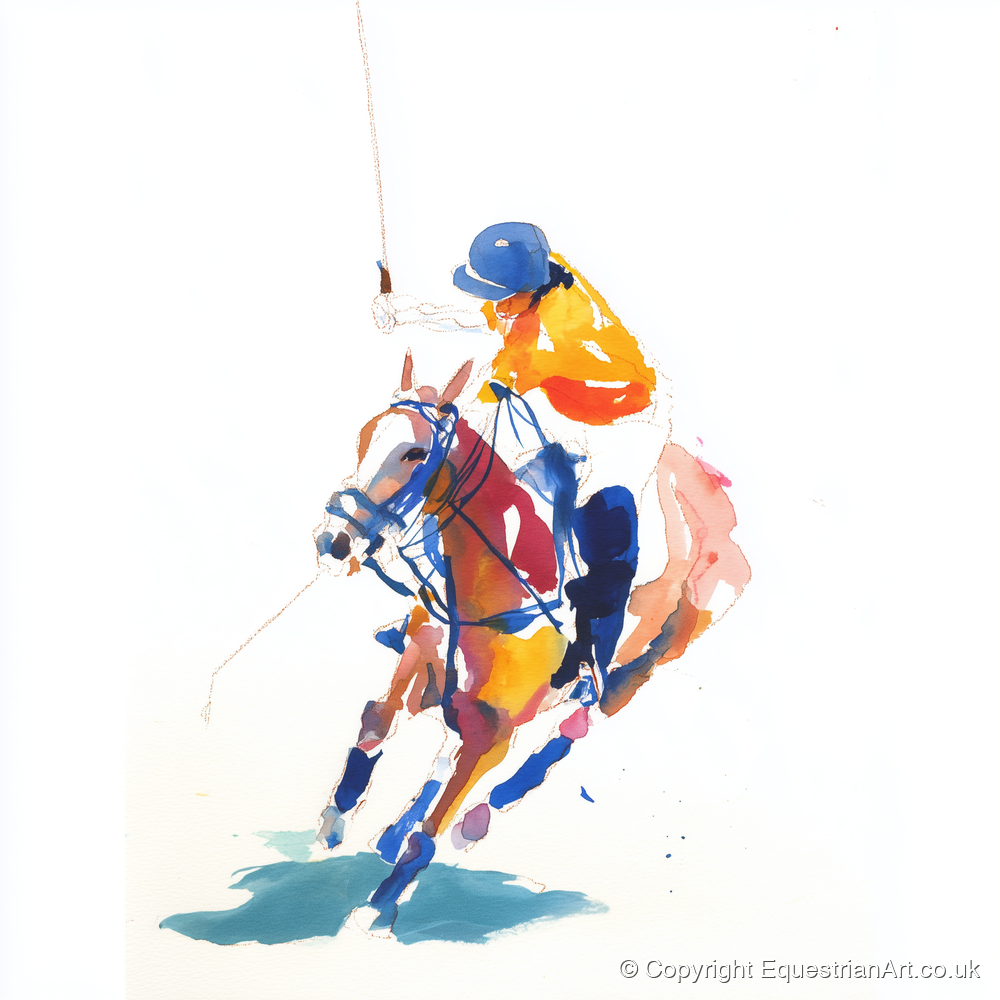 Dynamic Chukka - polo horse art print and canvas by Maxwell Flynn A.I