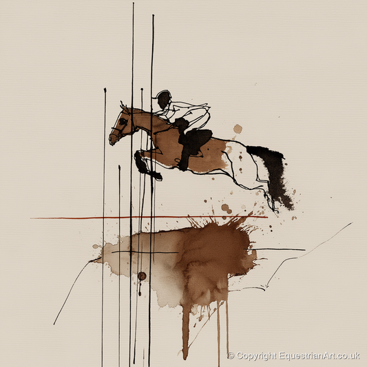 Dynamic Clearance - show jumping horse art print and canvas by Julian Vance A.I