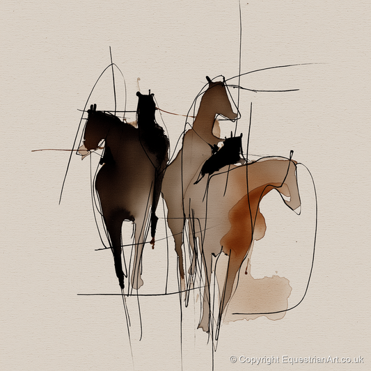 Dynamic Equine Trio - horse portrait art print and canvas by Julian Vance A.I