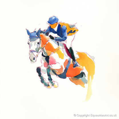 Dynamic Flight - show jumping horse art print and canvas by Maxwell Flynn A.I