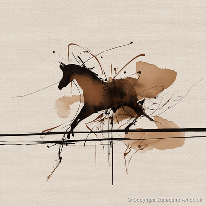 Dynamic Ink Canter - horse portrait art print and canvas by Julian Vance A.I